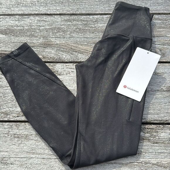 Lululemon Align High-Rise Pant Pockets‎ 25" Shimmer Luxe Shine Black size 0 NWT - Picture 1 of 8